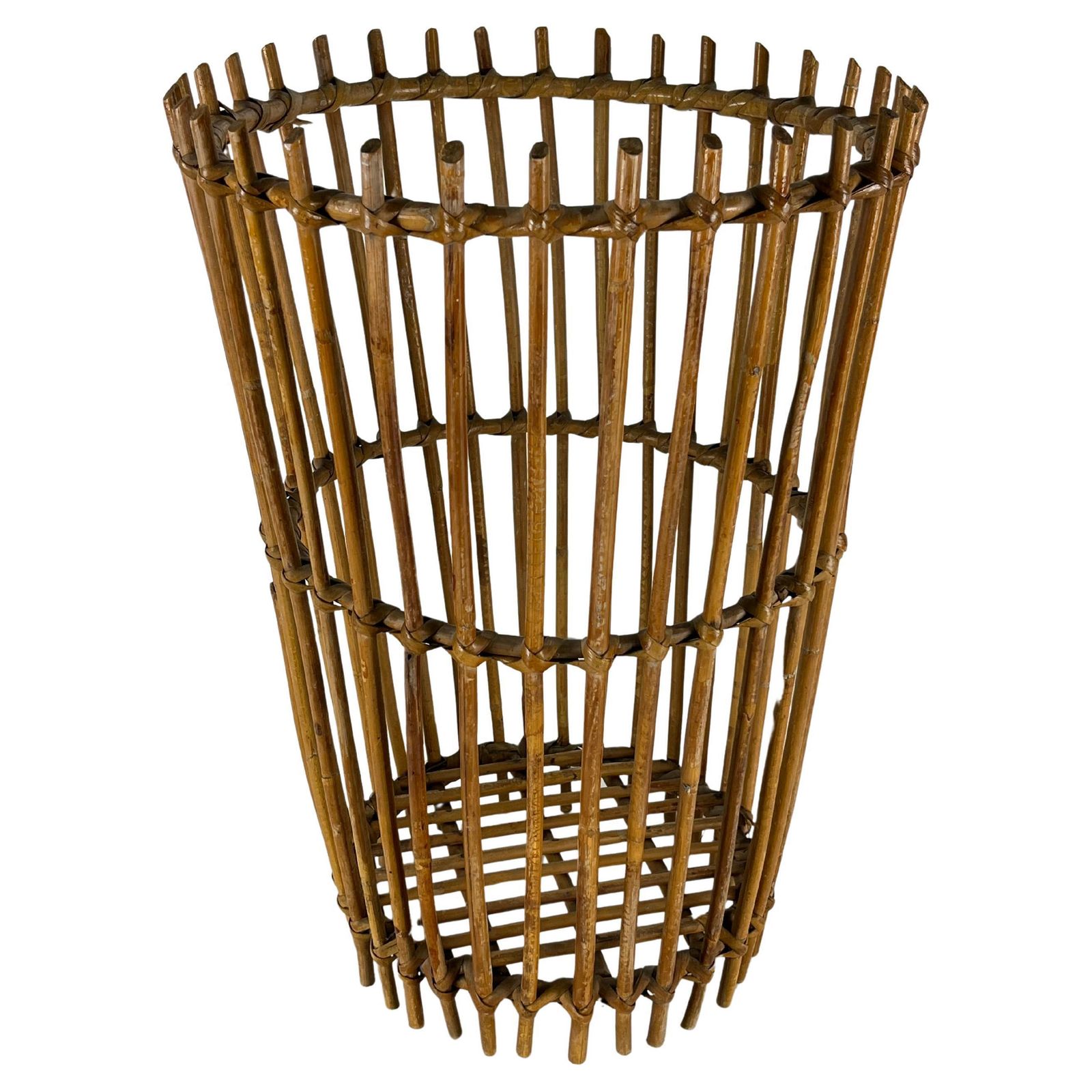 Mid Century Bamboo Umbrella Stand, Made In Italy, 1960s