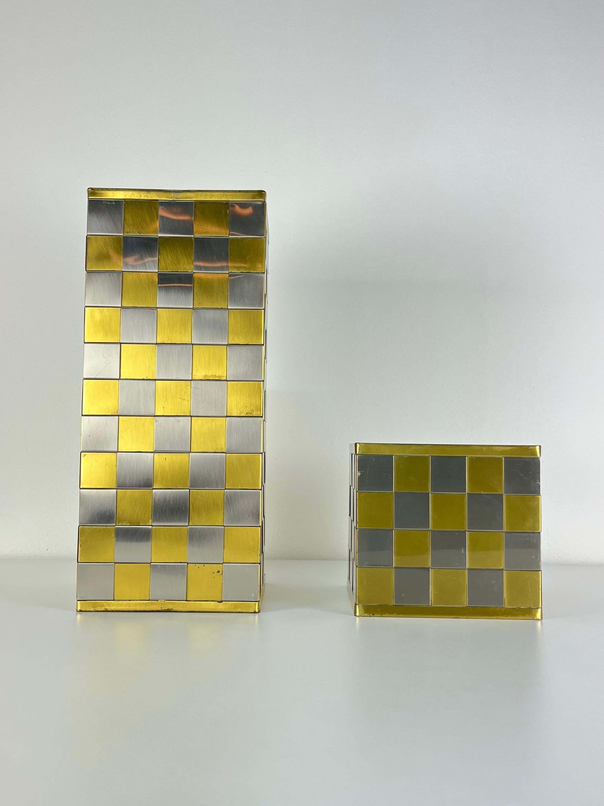 Set Of 2 Umbrella Stands And Plant Holder Brass And Steel, Made In Italy, 1970s photo furniture