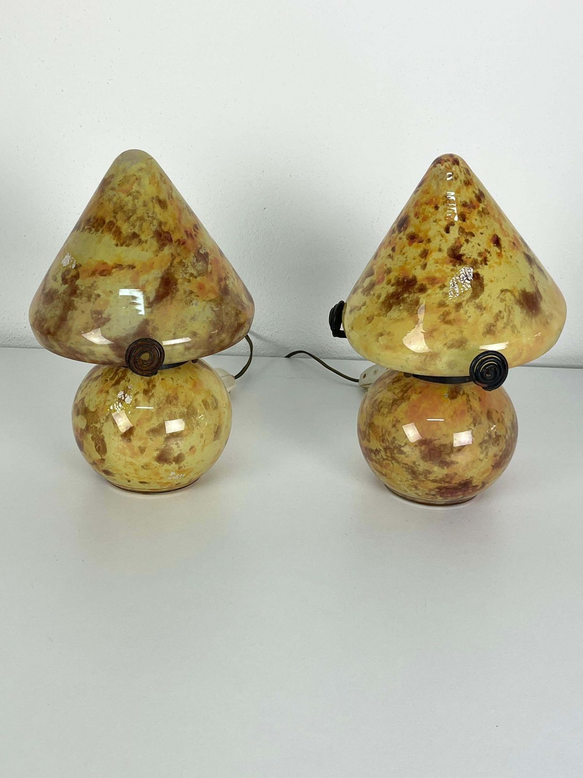 Set Of 2 Mid Century Murano Glass Bedside Lamps, 1950s photo Lighting