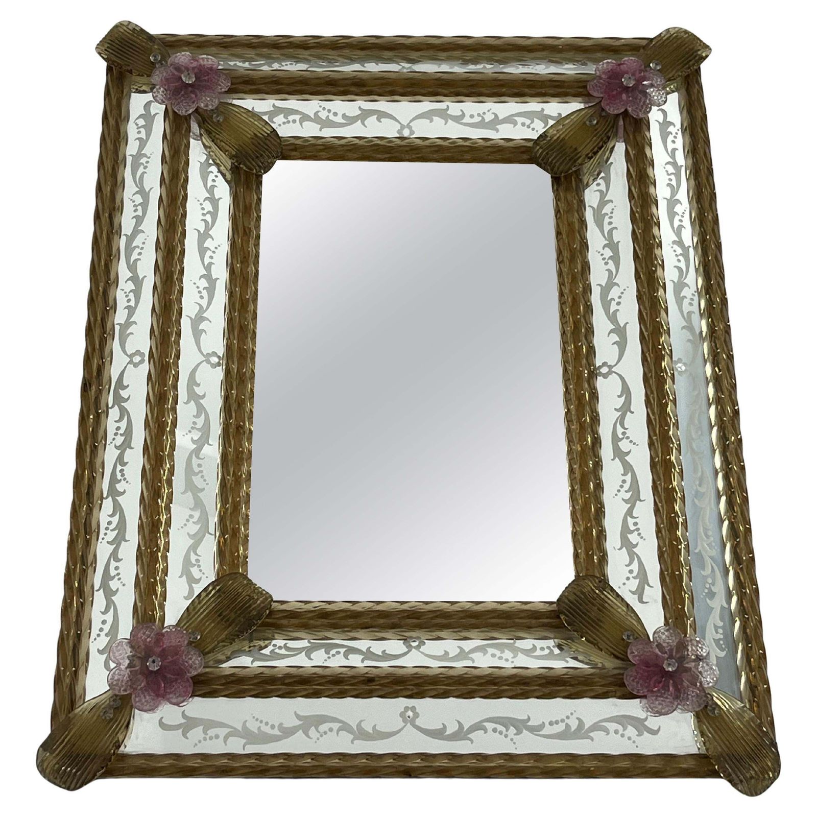 Mid Century Murano Glass Wall Mirror Maestri Muranesi, 1950s