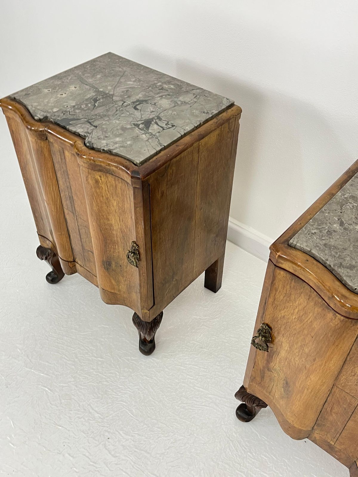 Set Of 2 Sicilian Art Deco Night Stands With Marble Top 1940s photo furniture