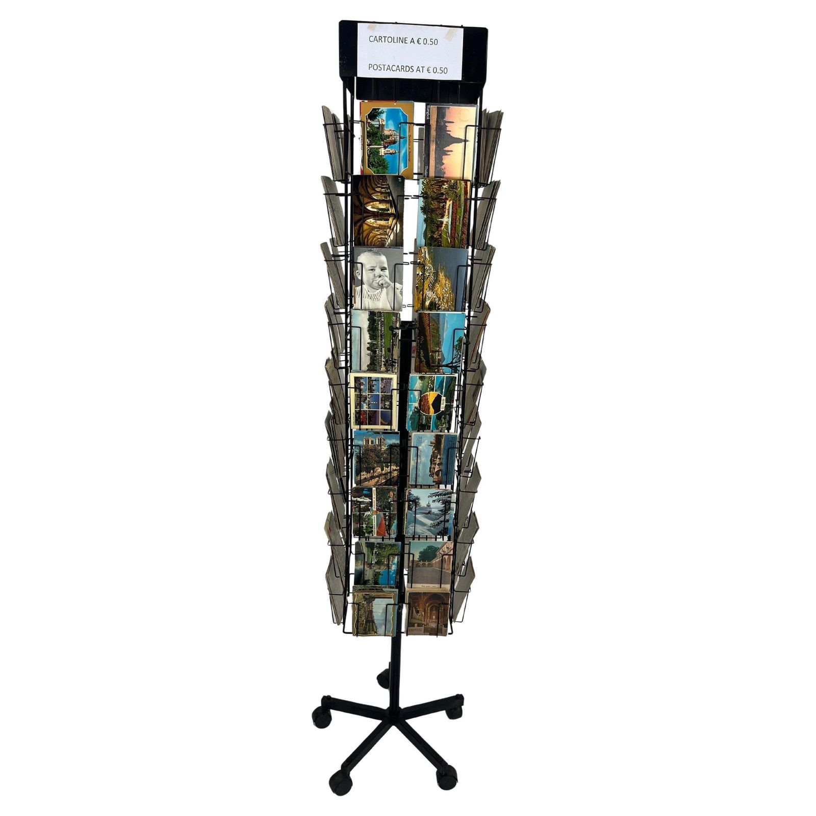 Vintage Revolving Display With Postcards, Made In Italy 1960s