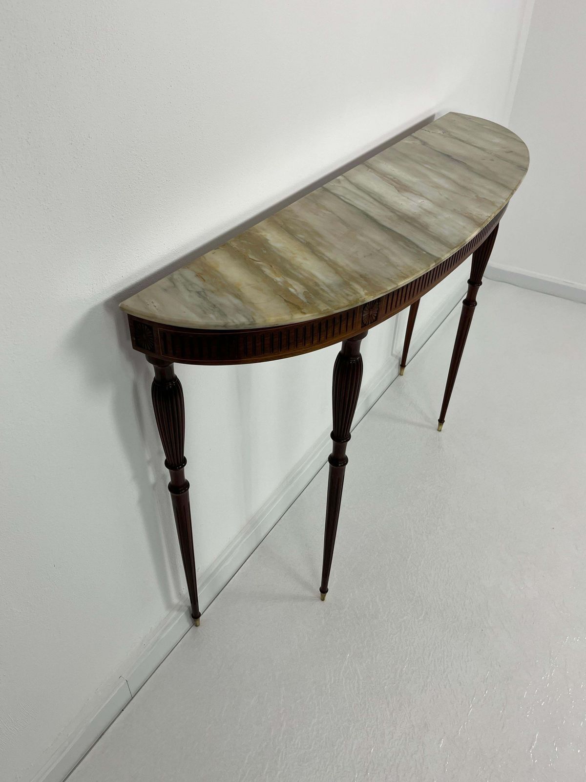 Italian Console Table Mid Century Marble Top Brass Details 1950s photo Furniture
