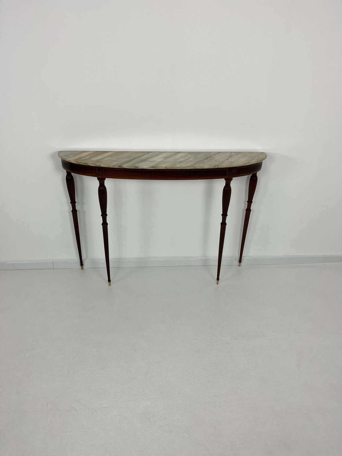 Furniture Italian Console Table Mid Century Marble Top Brass Details 1950s photo