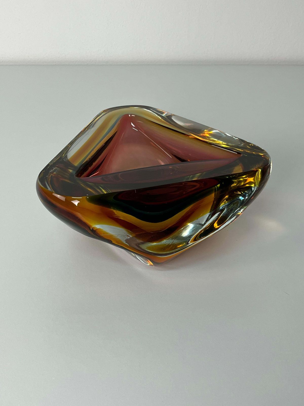 Large Mid Century Murano Glass Ashtray Amber, 1960s photo furniture