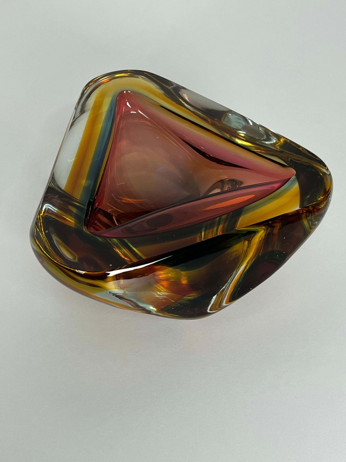 photo for sale Large Mid Century Murano Glass Ashtray Amber, 1960s