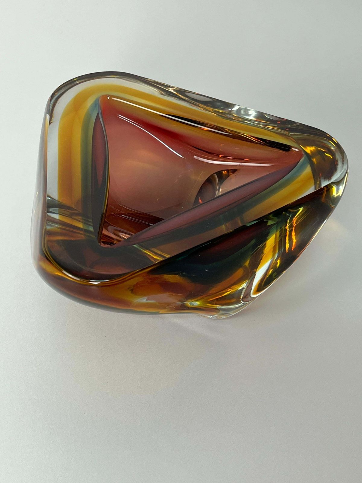 photo buy Large Mid Century Murano Glass Ashtray Amber, 1960s