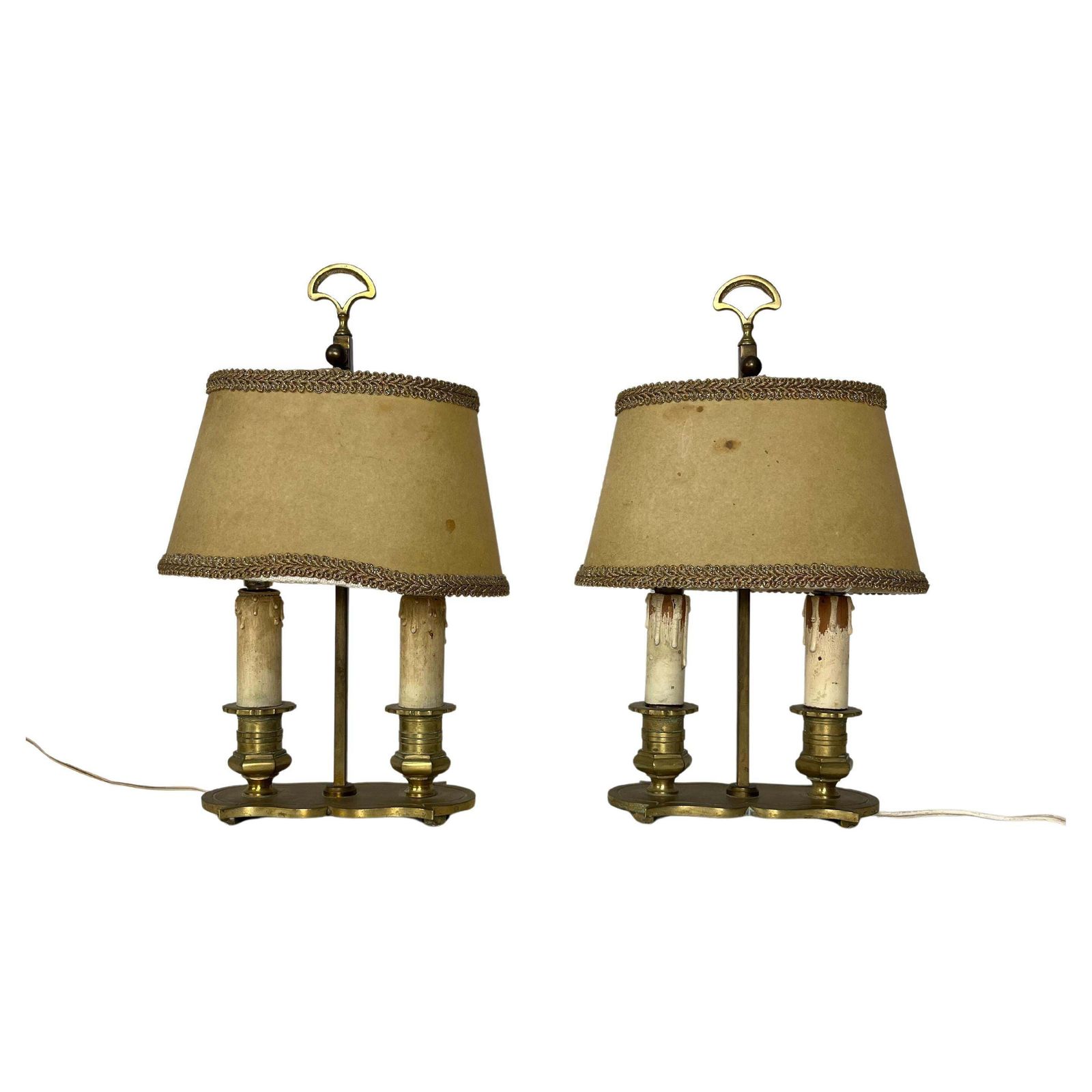 Set Of 2 Mid Century French 2 Light Bedside Lamps, 1950s