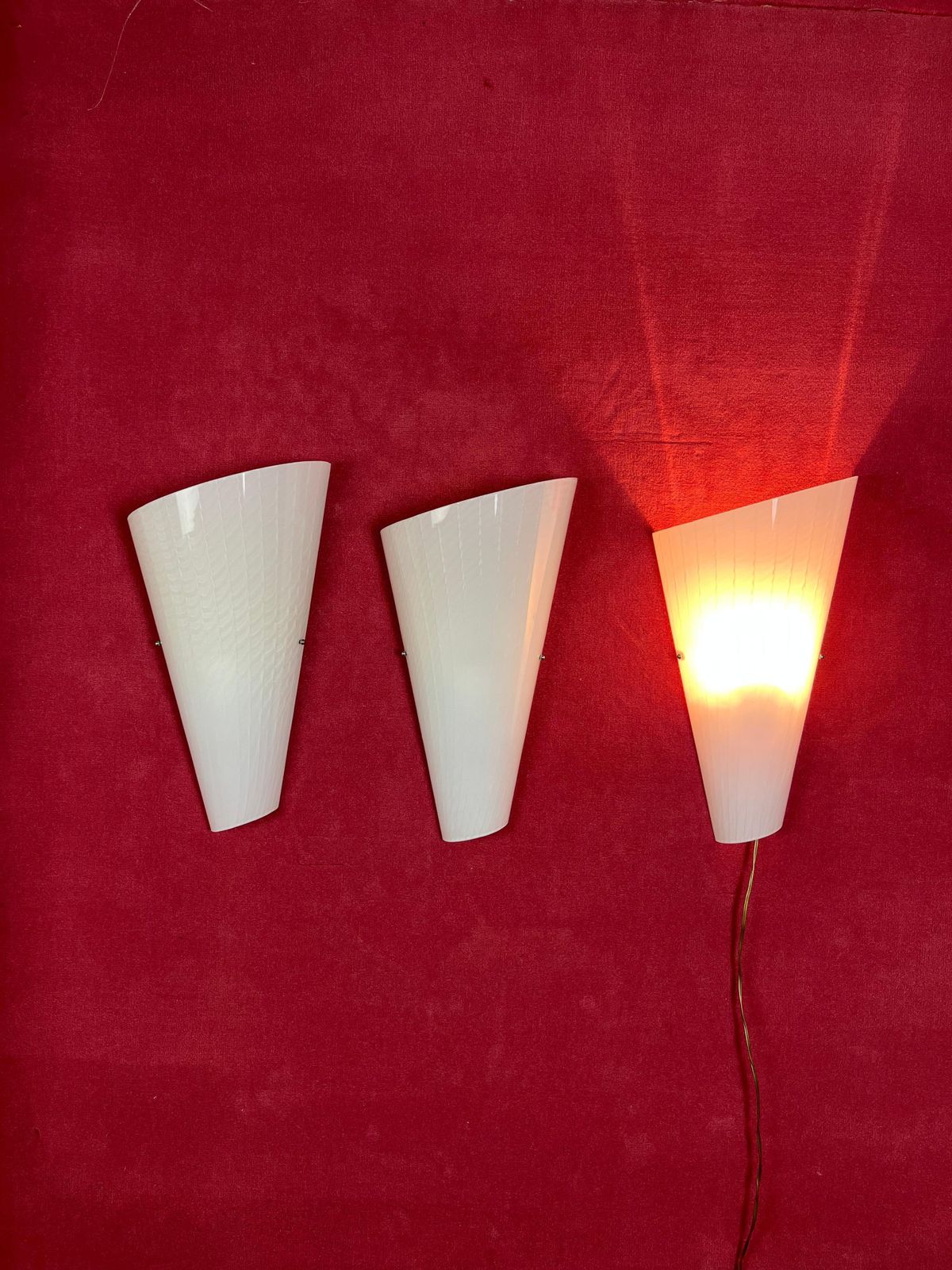 Set Of 3 Large Murano Glass Wall Lamps, 1980s photo 1542.0