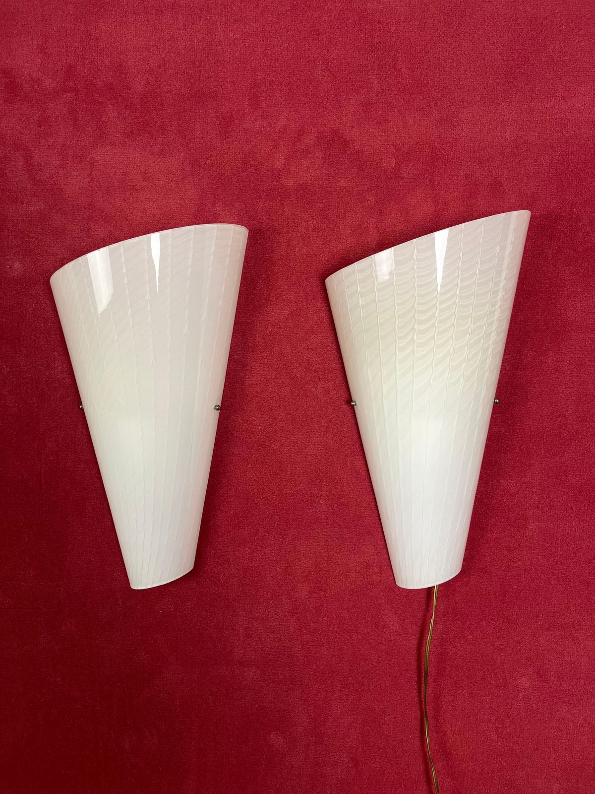 Lighting Set Of 2 Large Murano Glass Wall Lamps, 1980s photo