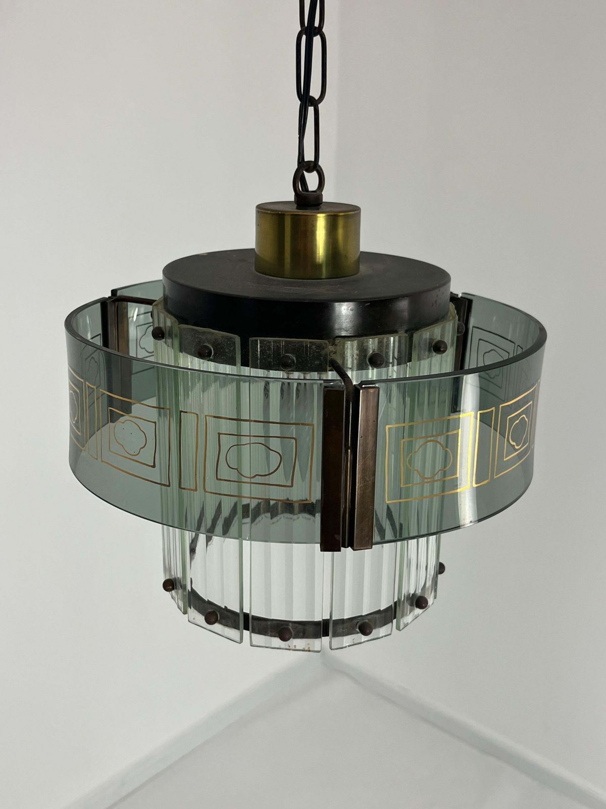 Mid Century Murano Glass Art Deco Chandelier, 1950s photo Lighting
