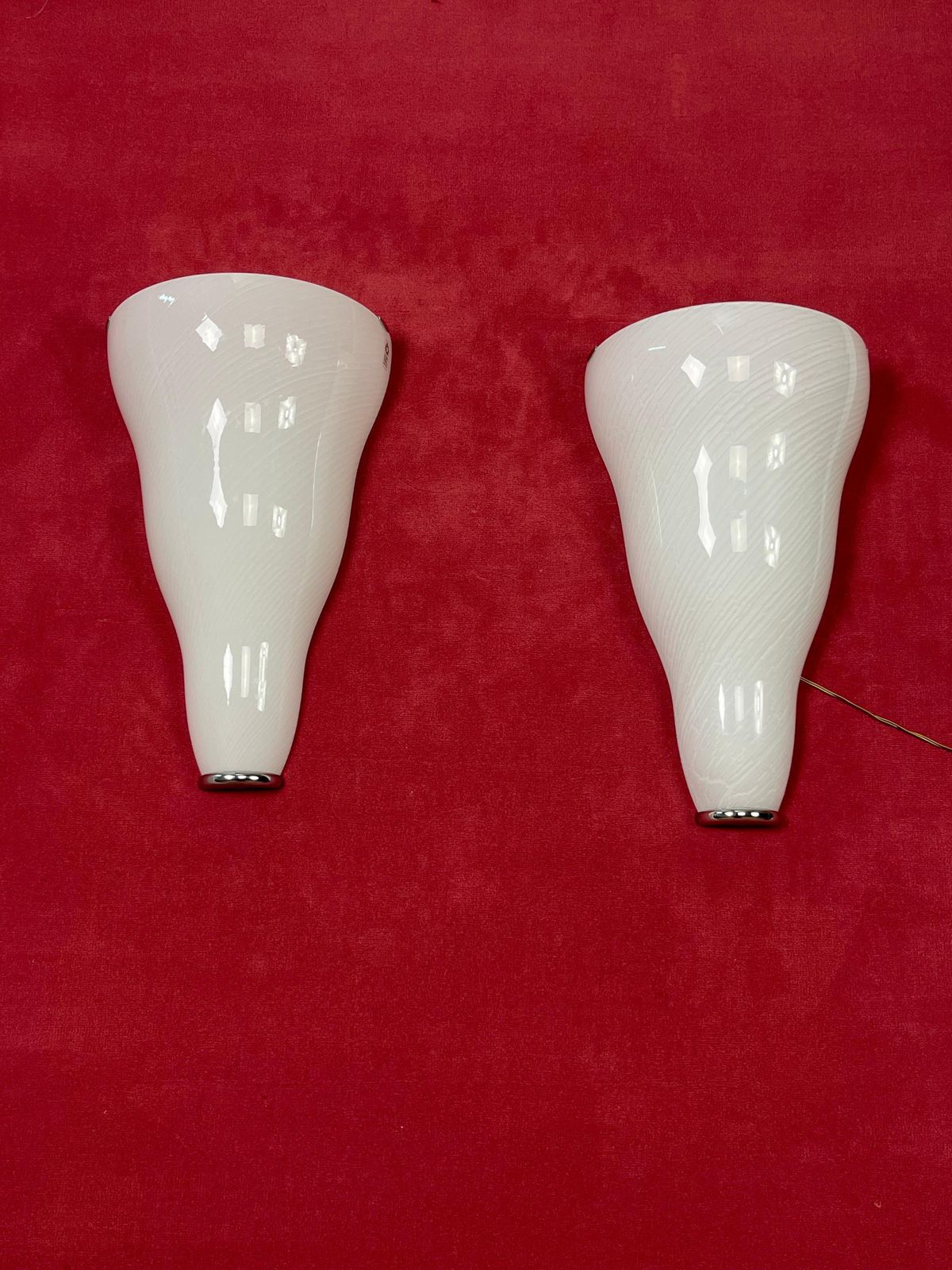 Set Of 2 Large Murano Glass Wall Lamps Leucos, 1980s photo furniture