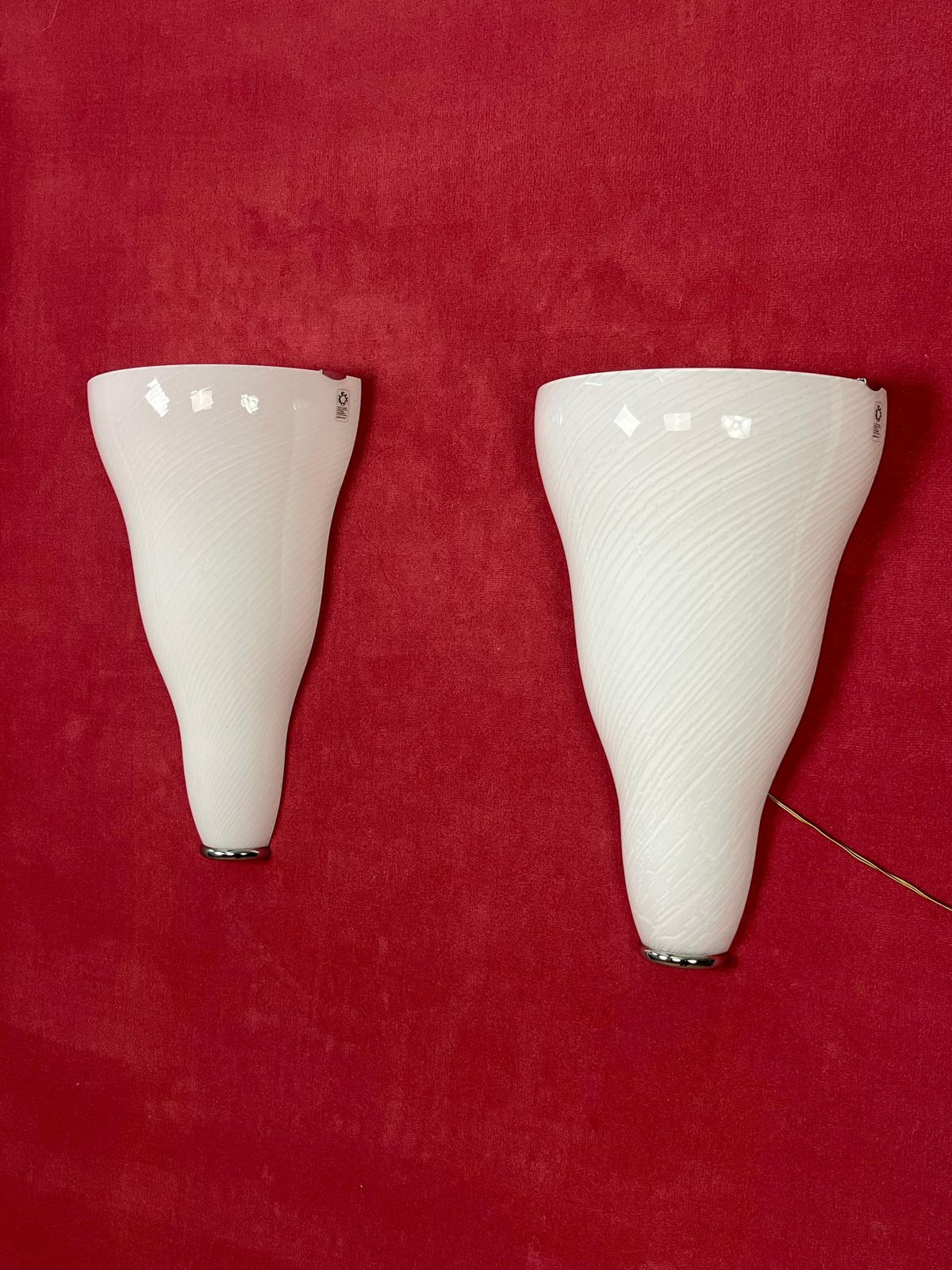 Set Of 2 Large Murano Glass Wall Lamps Leucos, 1980s photo Lighting