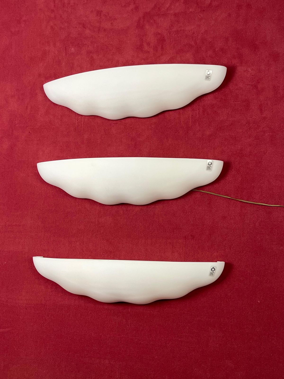 Set Of 3 Large Leucos Wall Lamps In Opaline Blown Murano Glass, 1980s photo buy