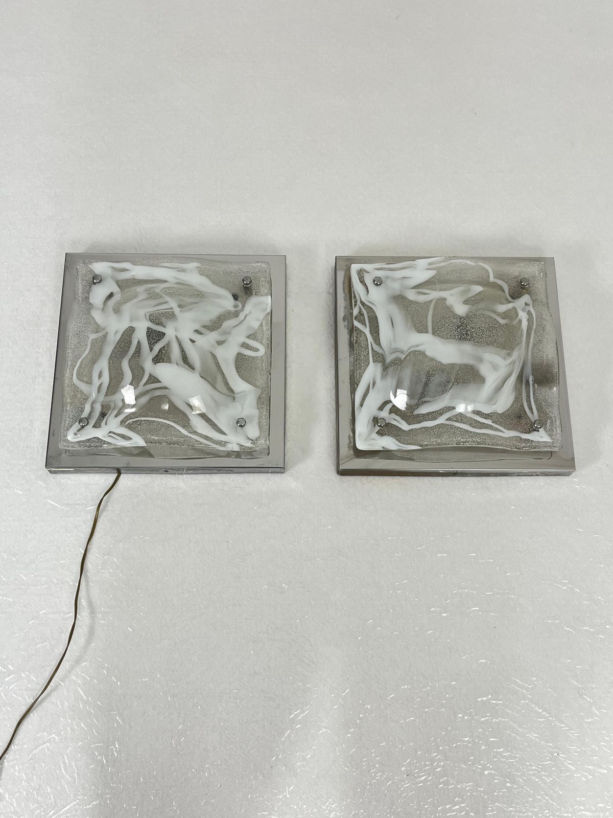 Set Of 2 Murano Glass Wall Lamps Attributed To Toni Zuccheri For Mazzega, 1960s photo 1105.0