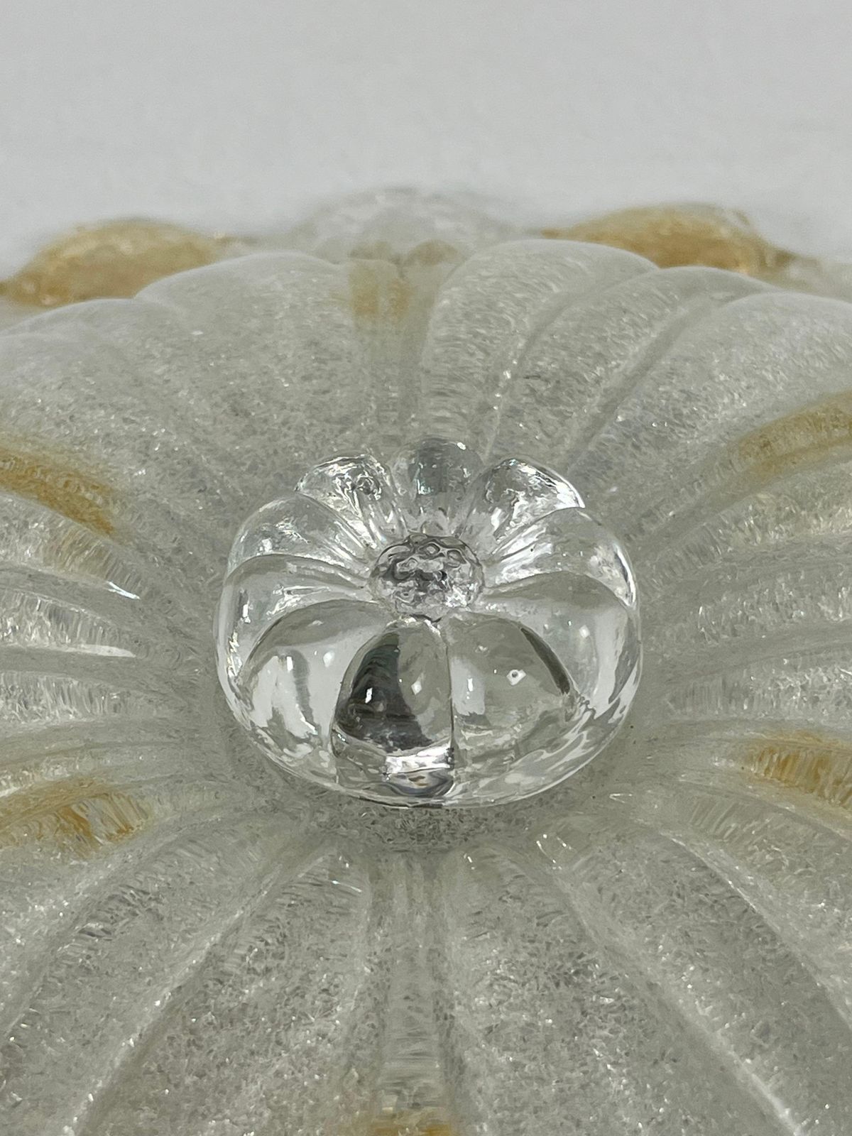 Venetian Ceiling Lamp 2 Lights Murano Glass "Rugiada", 1980s photo Lighting