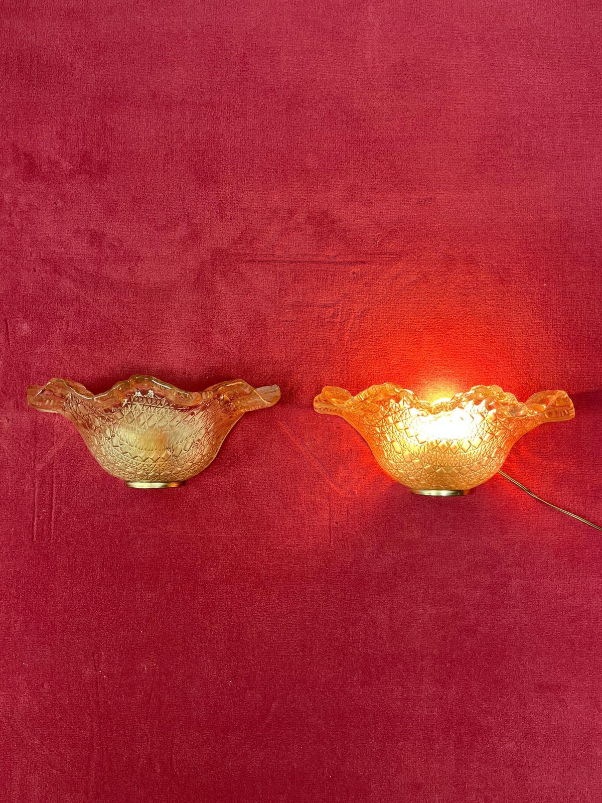Set Of 2 Italian Murano Glass Wall Lamps "Società Italiana Idea Linea Luce" 1980 photo vintage