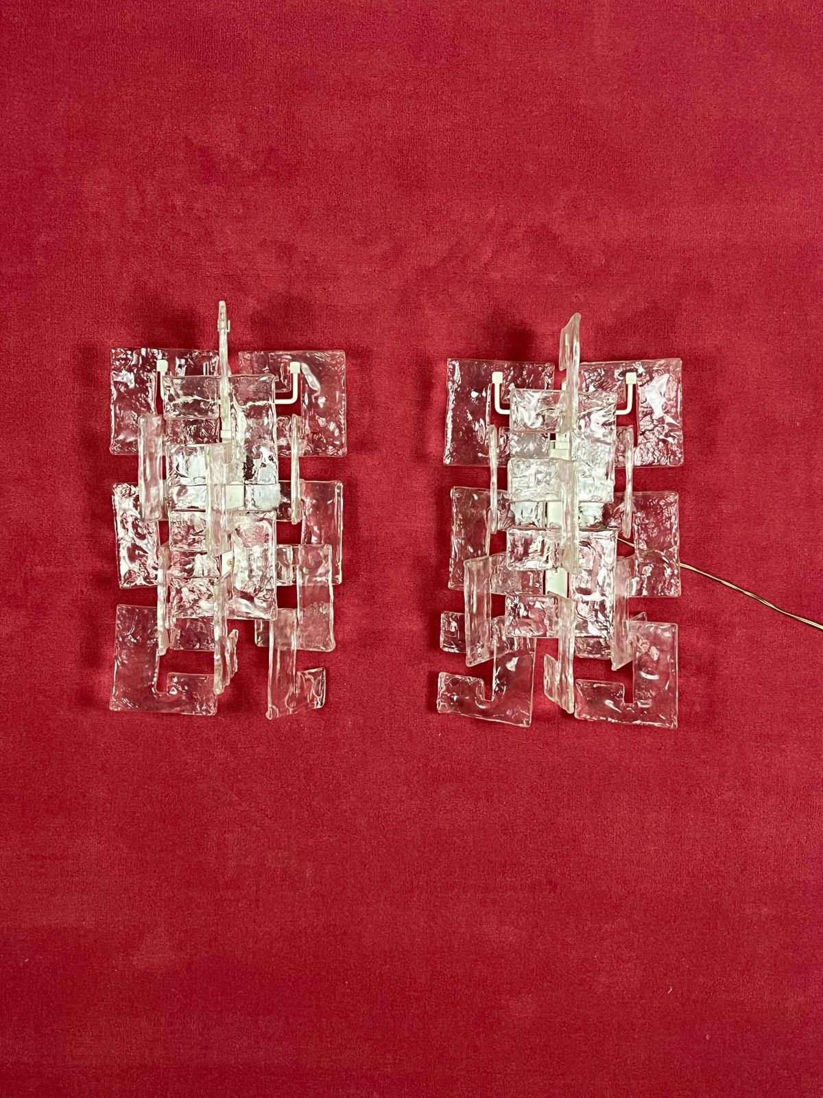 Set Of 2 Murano Glass Wall Lamps By Carlo Nason For Mazzega, 1960s photo furniture