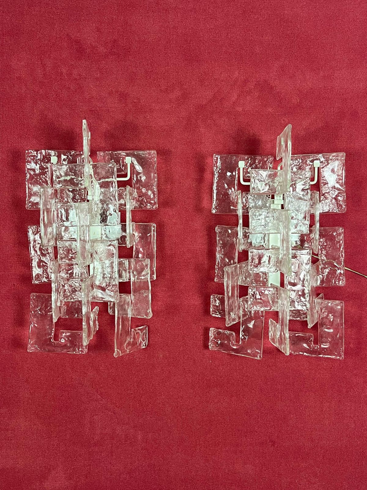 Set Of 2 Murano Glass Wall Lamps By Carlo Nason For Mazzega, 1960s photo buy