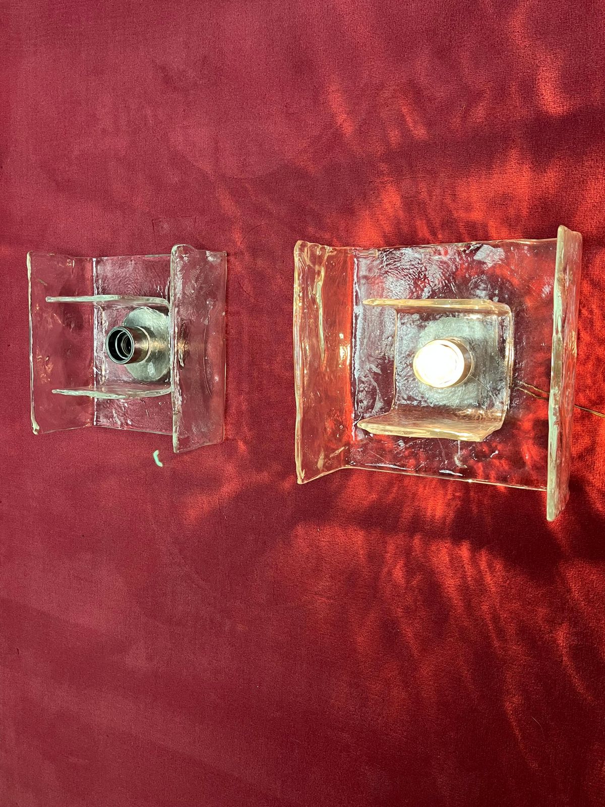 Set Of 2 Glass Wall Lamps By Carlo Nason For Kalmar, 1960s photo for sale