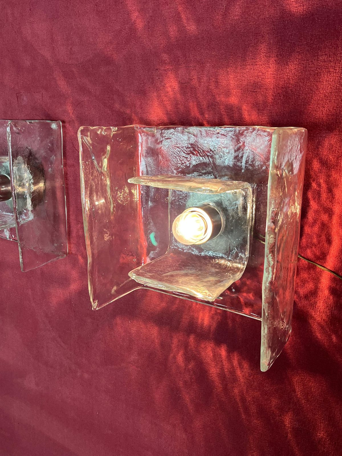 Set Of 2 Glass Wall Lamps By Carlo Nason For Kalmar, 1960s photo Lighting