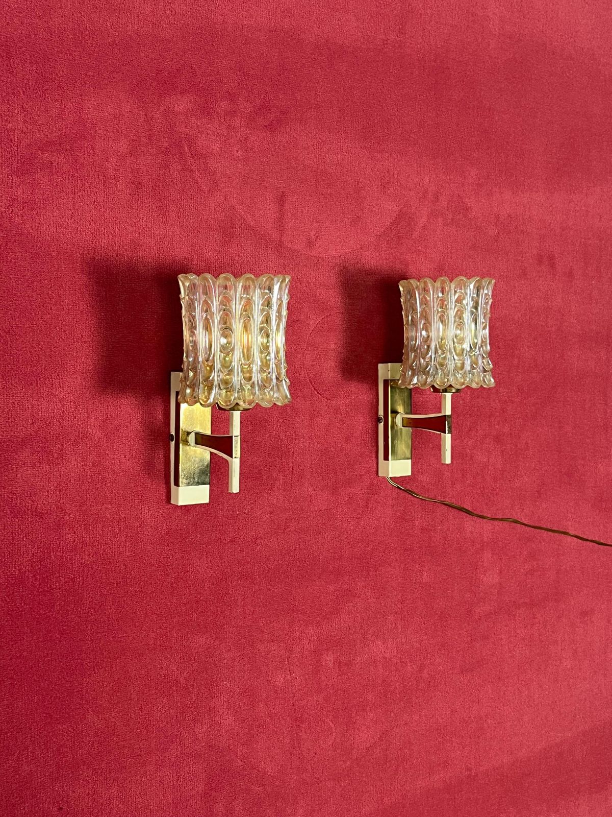 Set Of 2 Mid Century Italian Murano Glass Wall Lamps, 1950s photo 771.0