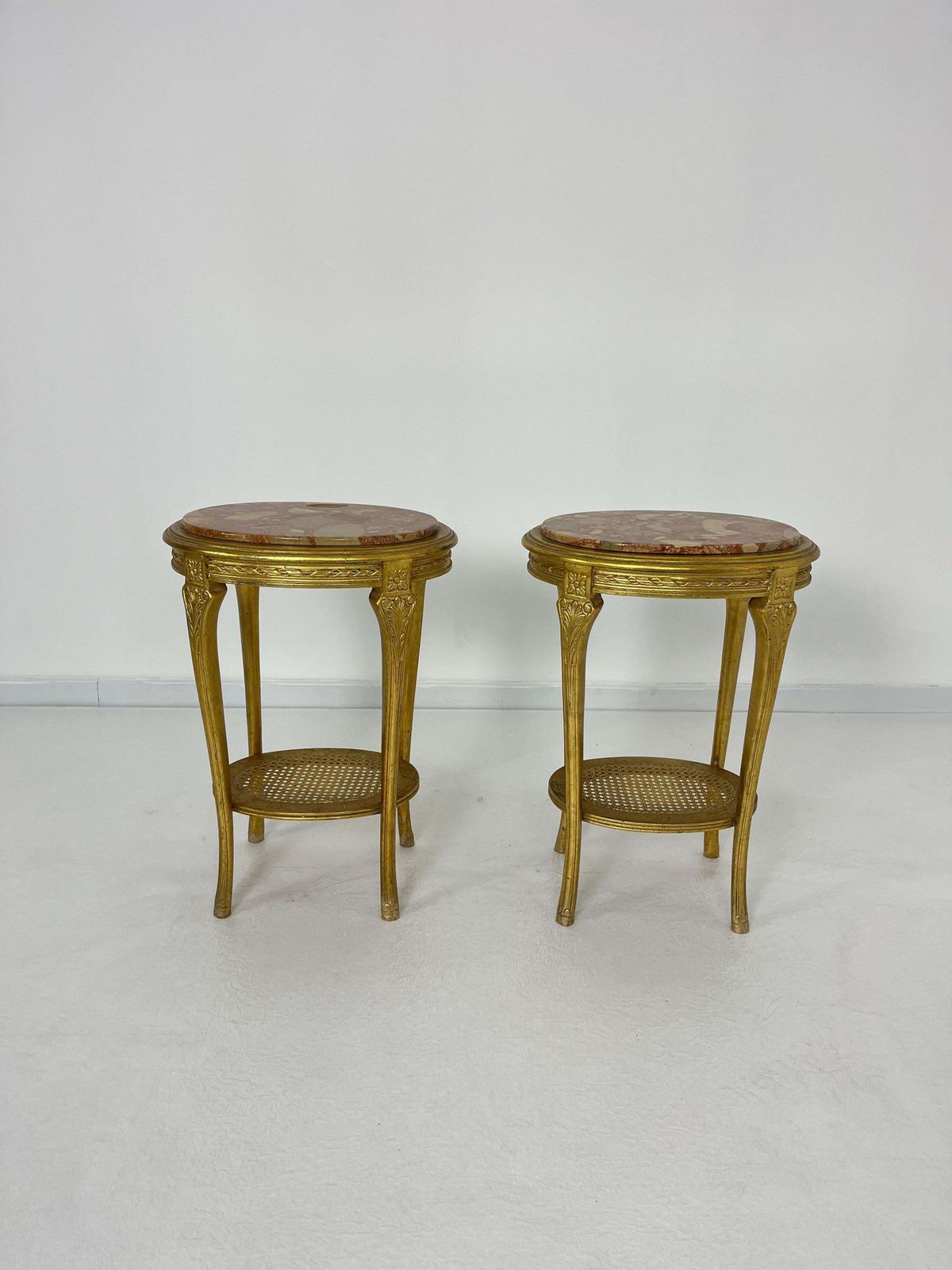Set Of 2 Oval Italian Mid Century Nightstands, 1960s. photo furniture