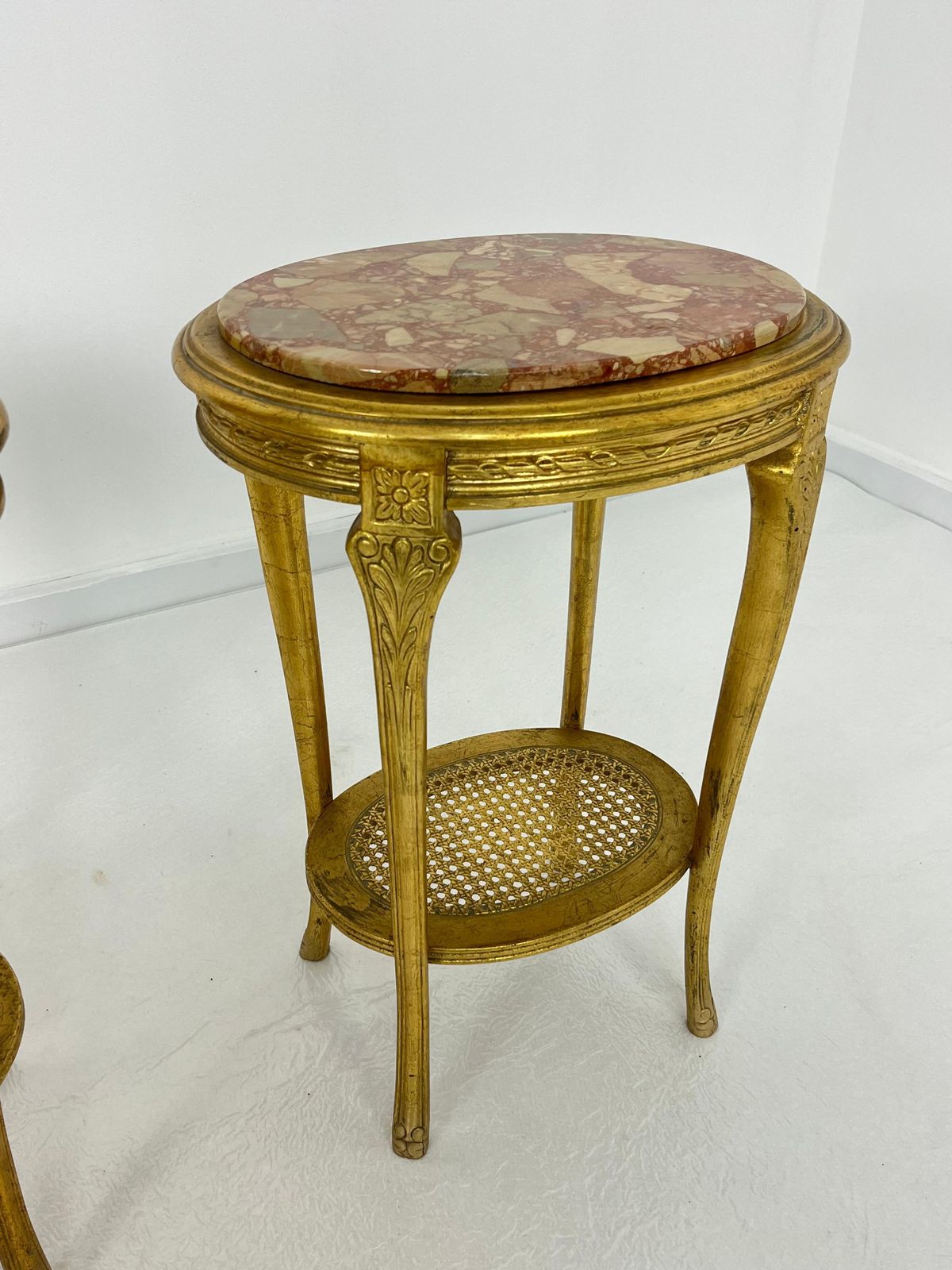 photo for sale Set Of 2 Oval Italian Mid Century Nightstands, 1960s.