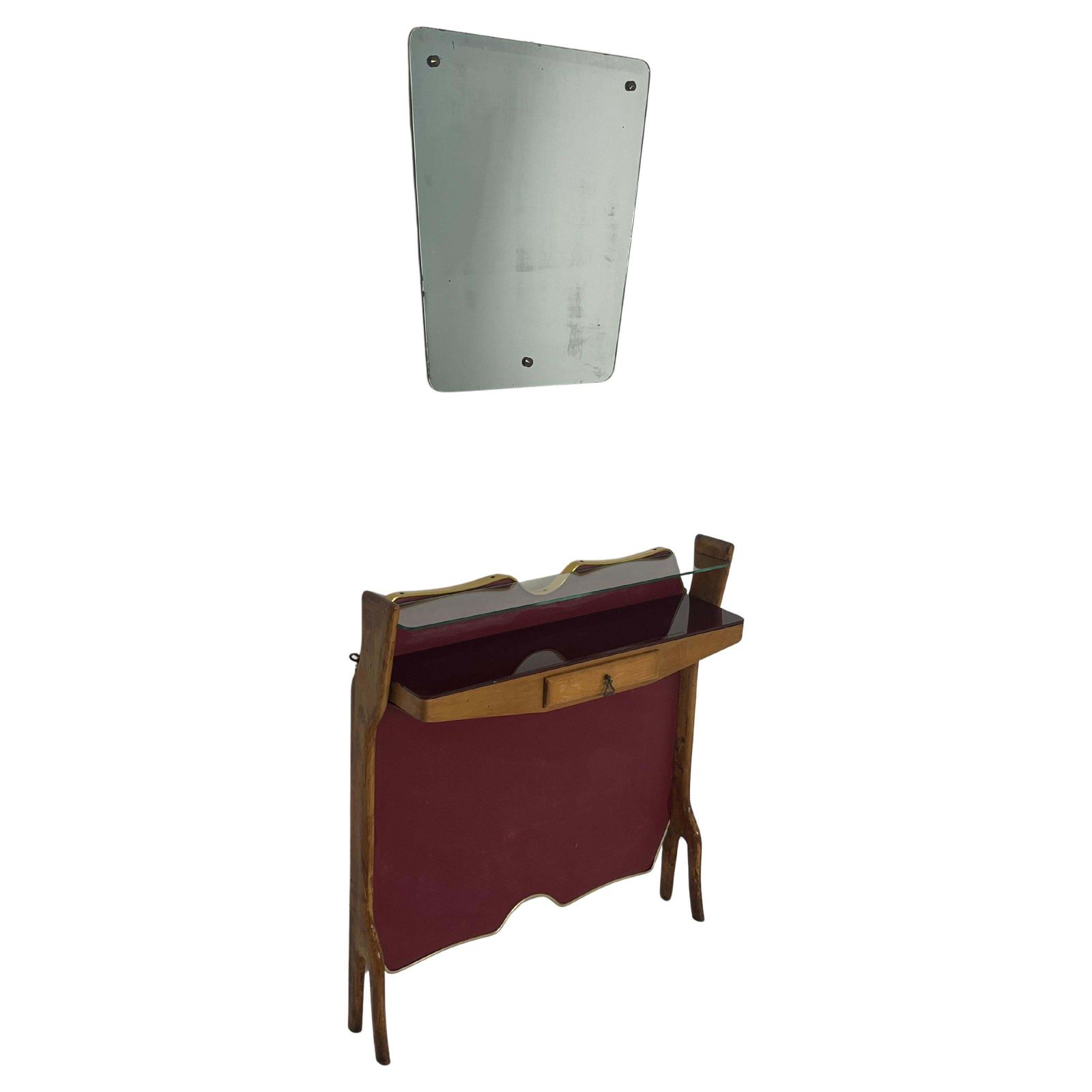 Mid Century Italian Console And Mirror, 1950s