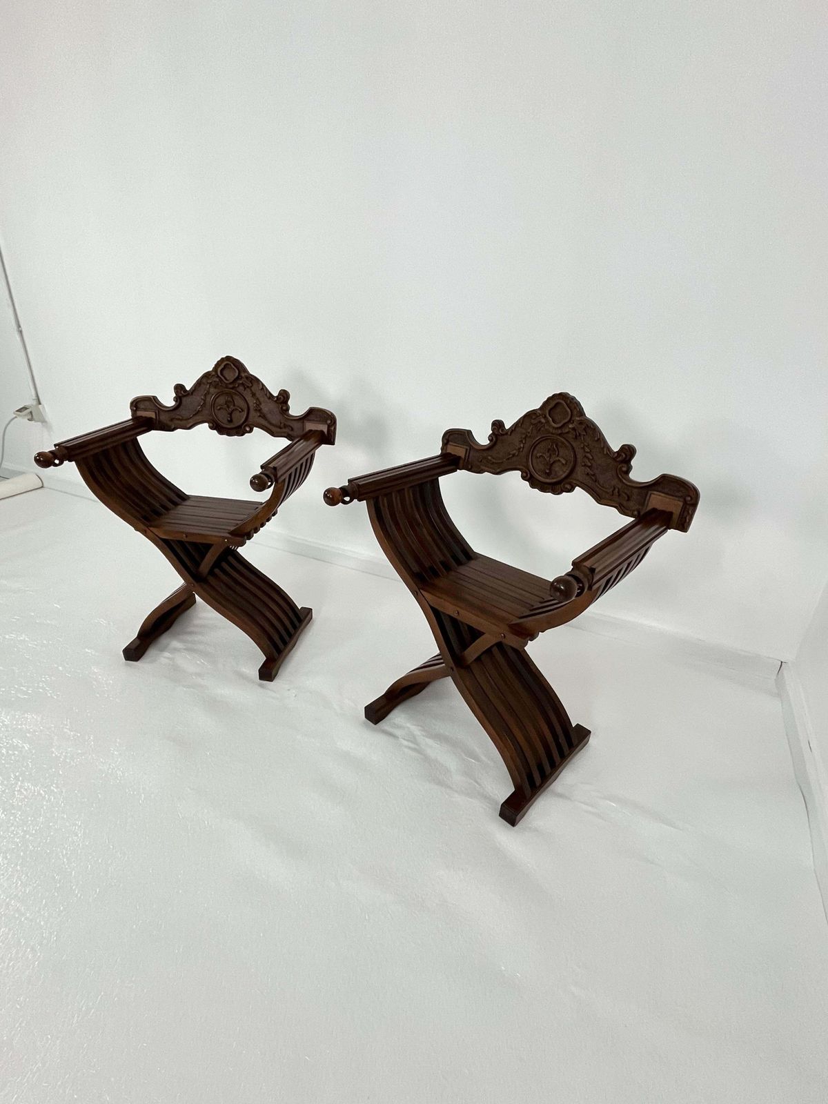 Set Of 2 Mid Century Italian Folding Chairs Model "Savonarola", 1960s photo 1499.0