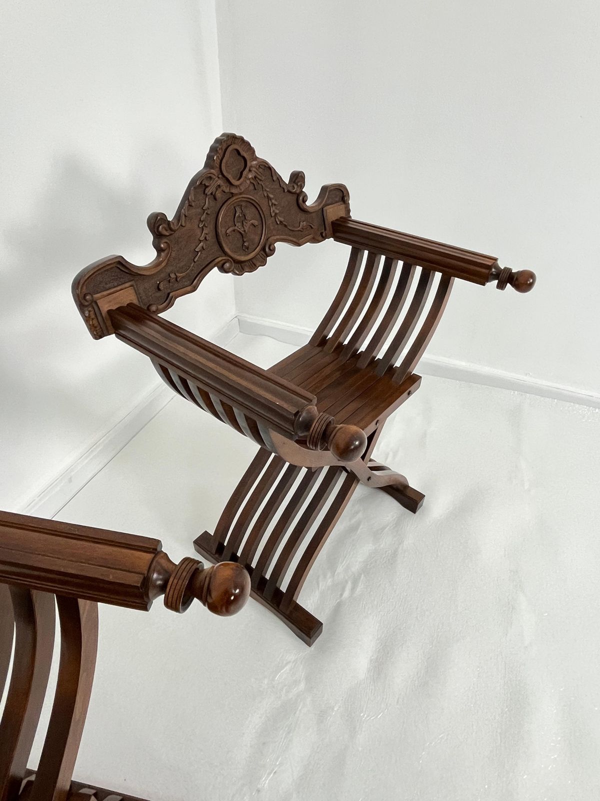 photo buy Set Of 2 Mid Century Italian Folding Chairs Model "Savonarola", 1960s
