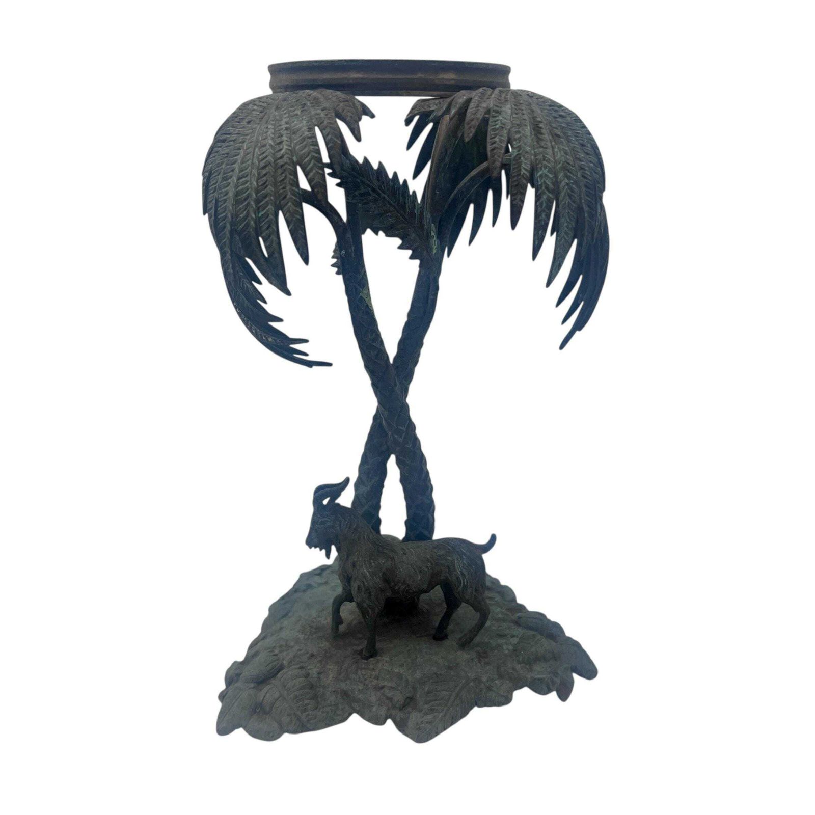 Antique Pair Of Bronze Goats Under Palm Trees   Centrepiece   Table Decor   Dining Room Decor   Home Decor photo furniture