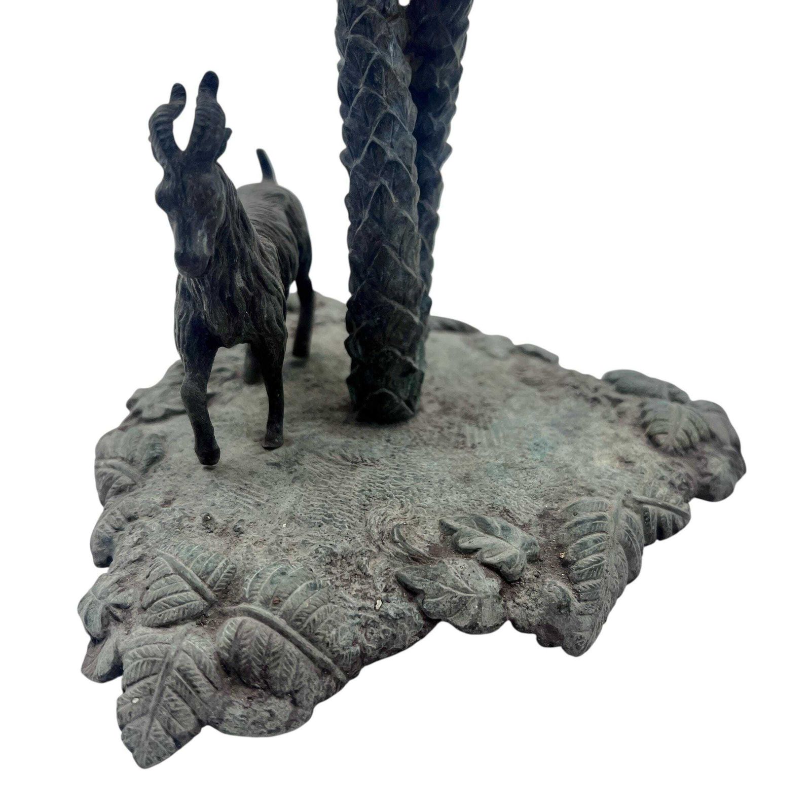 Antique Pair Of Bronze Goats Under Palm Trees   Centrepiece   Table Decor   Dining Room Decor   Home Decor photo 225.0