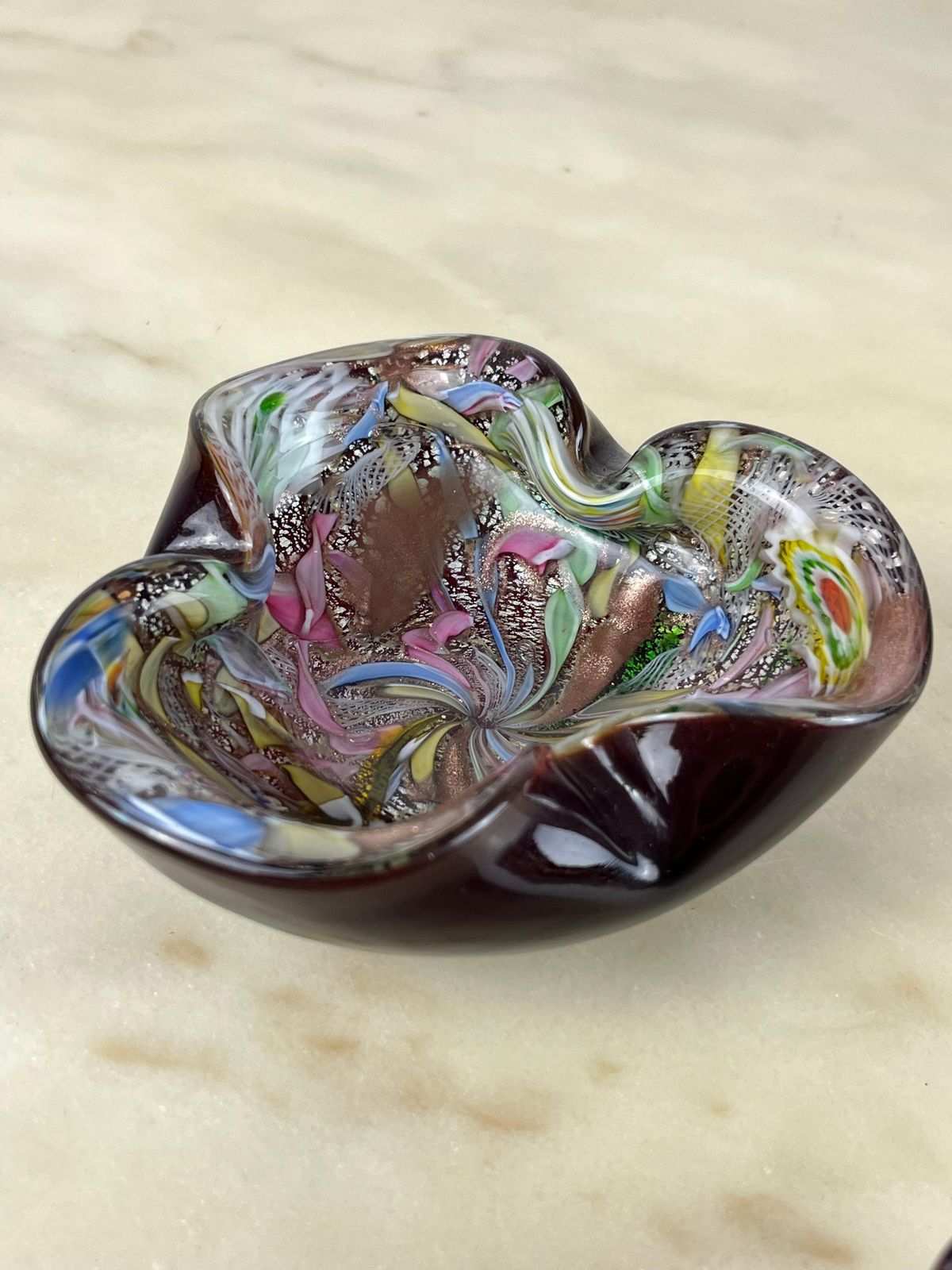 Pair Of Variegated Murano Glass Ashtrays, 1970s photo for sale