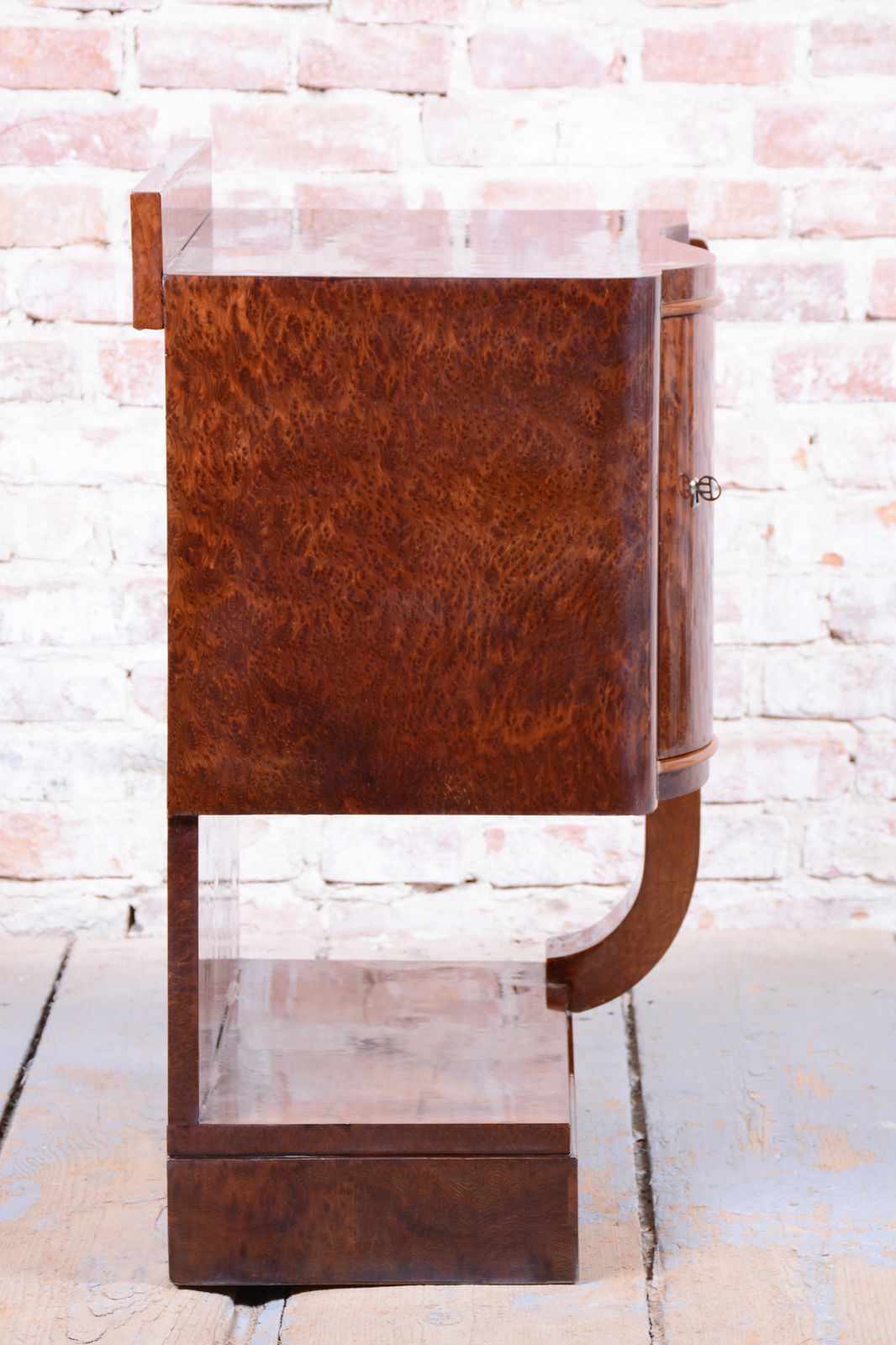 Pair Of Restored Art Deco Bedside Tables, Beech, Revived Polish, France, 1920s photo vintage