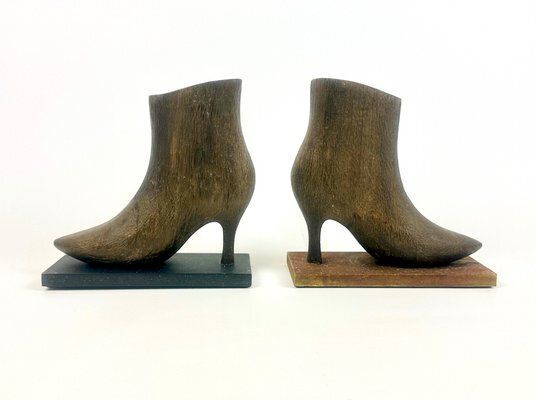 Mid Century Carved Bookends In The Shape Of Womens Shoe, 1960s, Set Of 2
