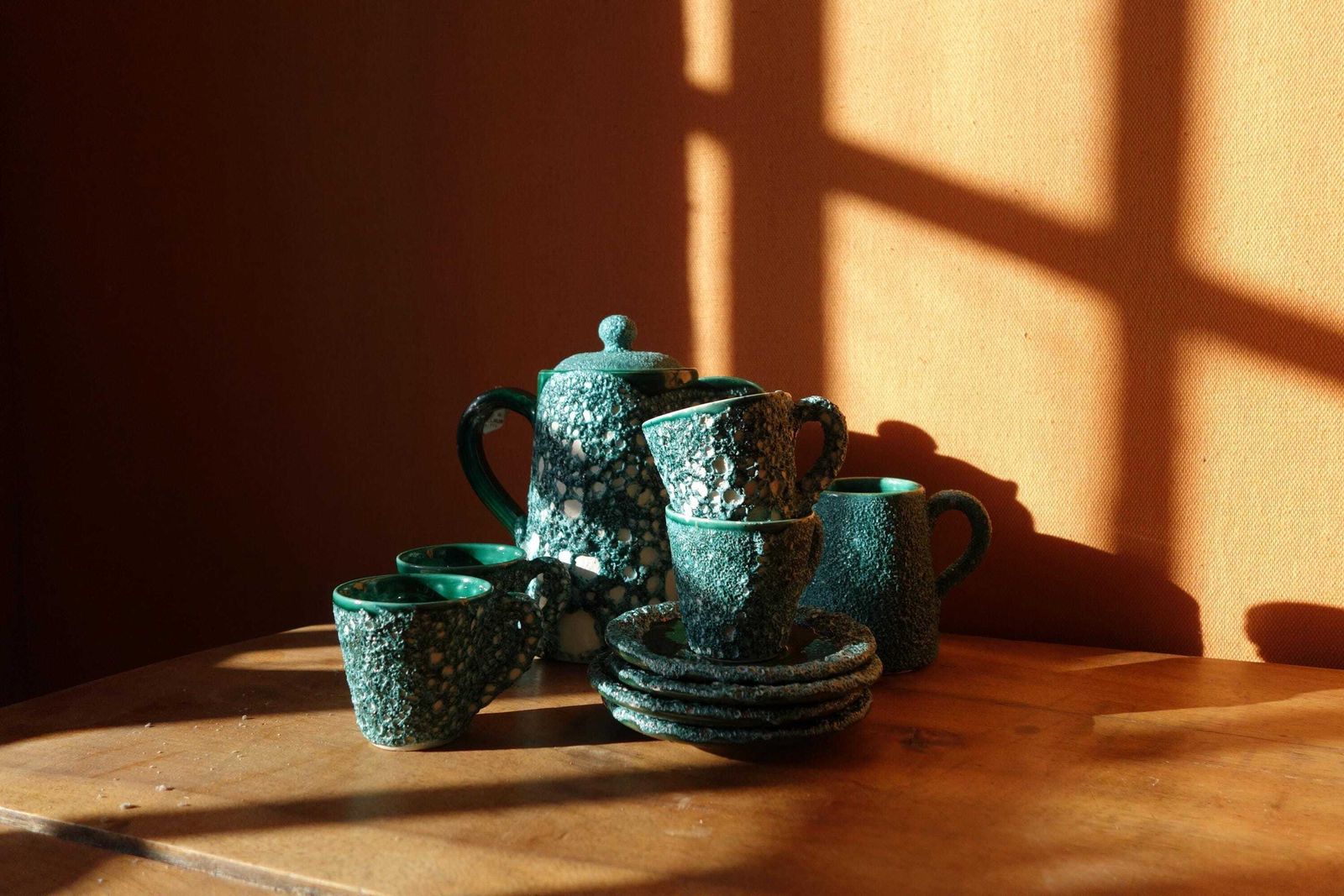 Vintage Fat Lava Vallauris Style Coffee Serving Set   Mcm Homeware photo furniture