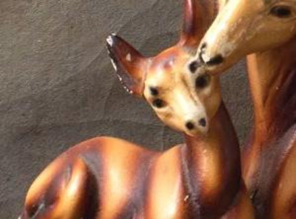 photo furniture Vintage Ceramic Deer Figurine – Retro Woodland Animal Sculpture