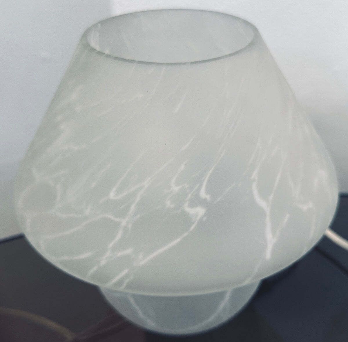 photo vinterior Pair Of 1970s German Frosted Matt White Glass Mushroom Table Lamps Style Of Peill & Putzler