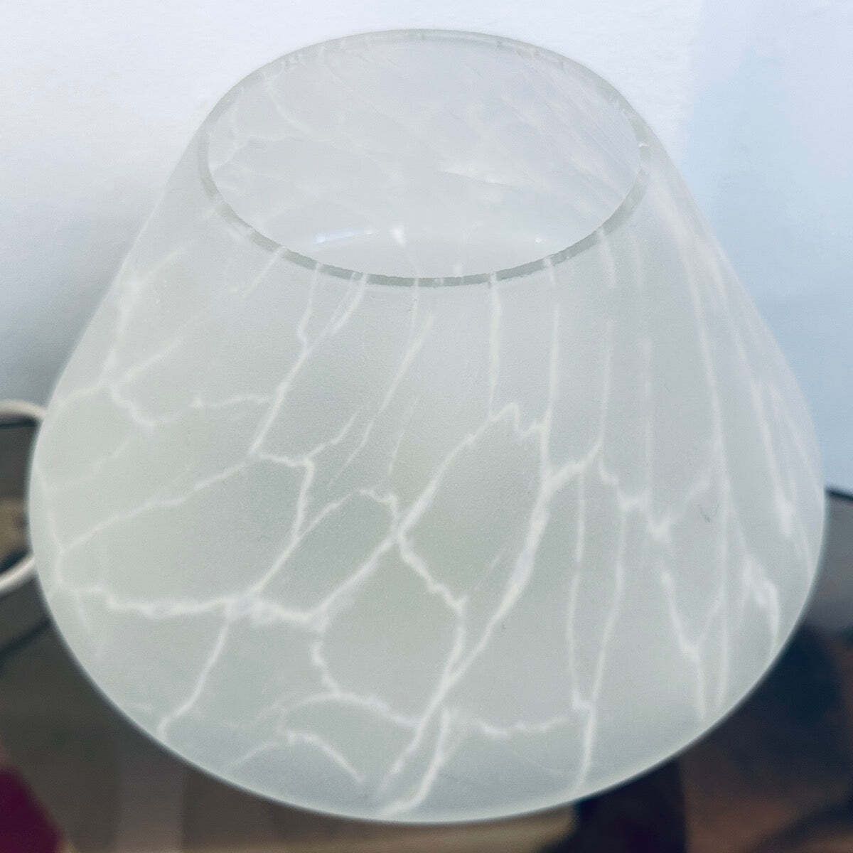 photo vintage Pair Of 1970s German Frosted Matt White Glass Mushroom Table Lamps Style Of Peill & Putzler
