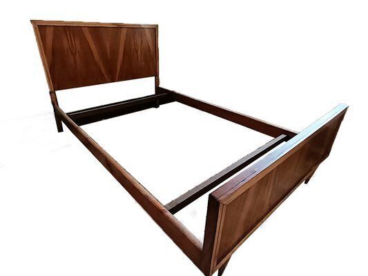 Mid Century Teak Wood Bed Frame, Spain, 1950s photo for sale