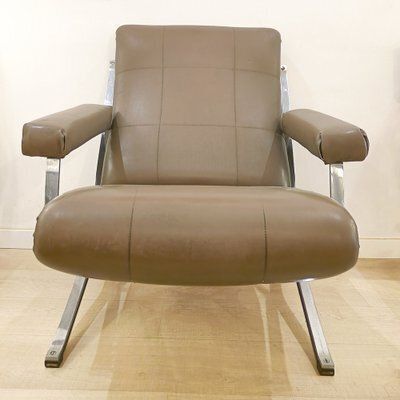 Vintage Metal And Skai Armchair, 1970s photo furniture