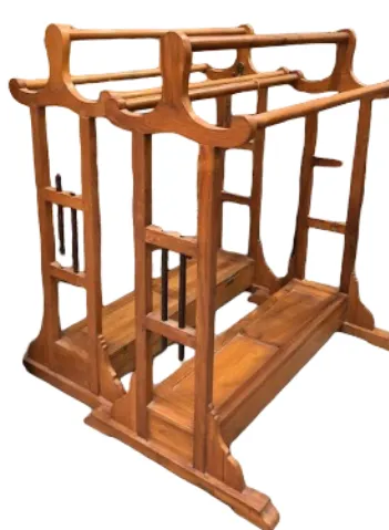 Vintage Indian Teakwood Handcrafted Towel Rail & Cloth Hanger – 1950s Wooden Drying Rack | Wardrobe Stand (1 Piece)