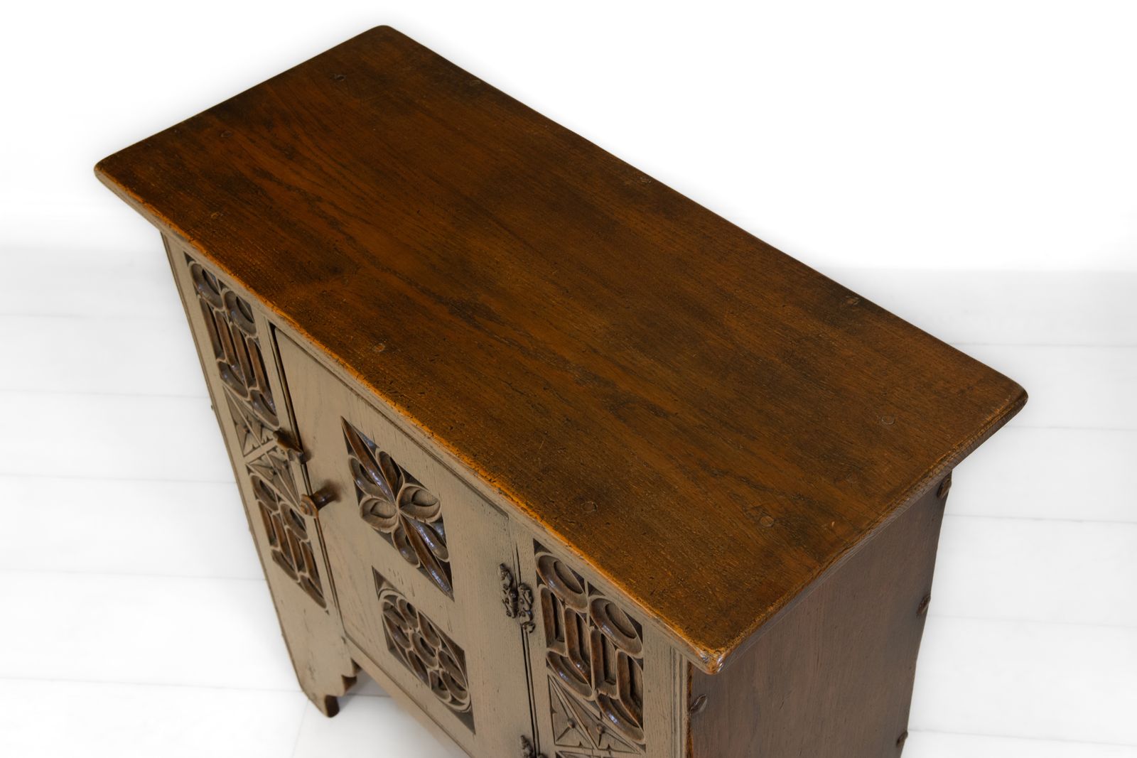 Gothic Revival Carved Oak Cabinet 20th Century photo vintage