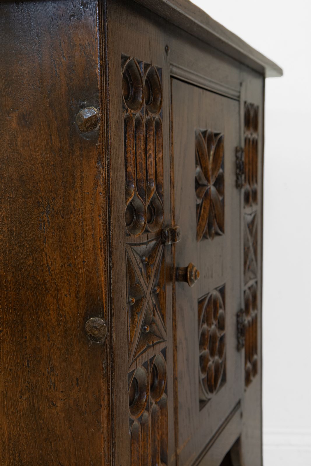 photo furniture Gothic Revival Carved Oak Cabinet 20th Century