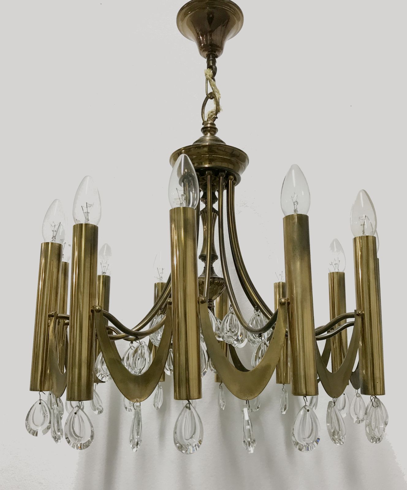 Brass Gaetano Sciolari Chandelier, 1960s photo vintage