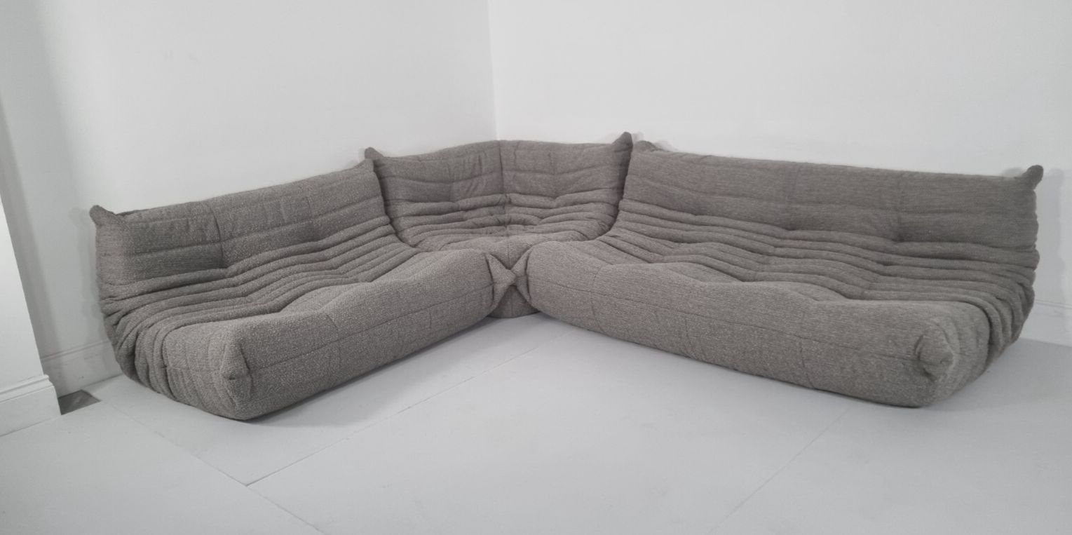 Ligne Roset Togo Set 3 Seater, 2 Seater And Corner In Grey Boucle
