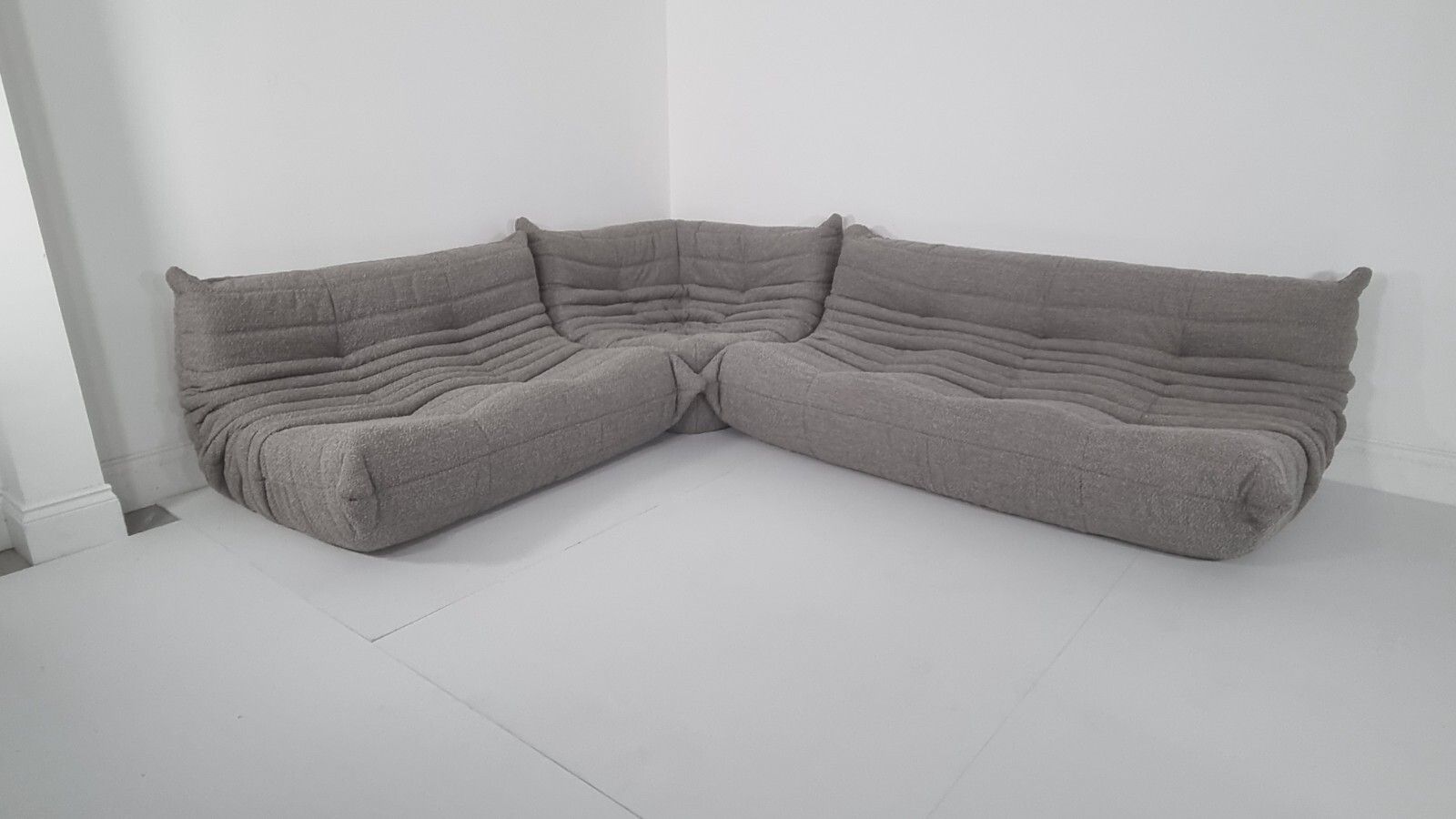 Ligne Roset Togo Set 3 Seater, 2 Seater And Corner In Grey Boucle photo vinterior