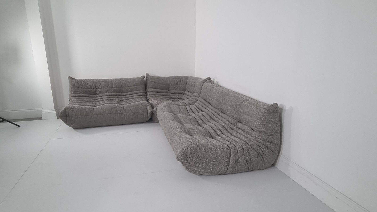 photo furniture Ligne Roset Togo Set 3 Seater, 2 Seater And Corner In Grey Boucle