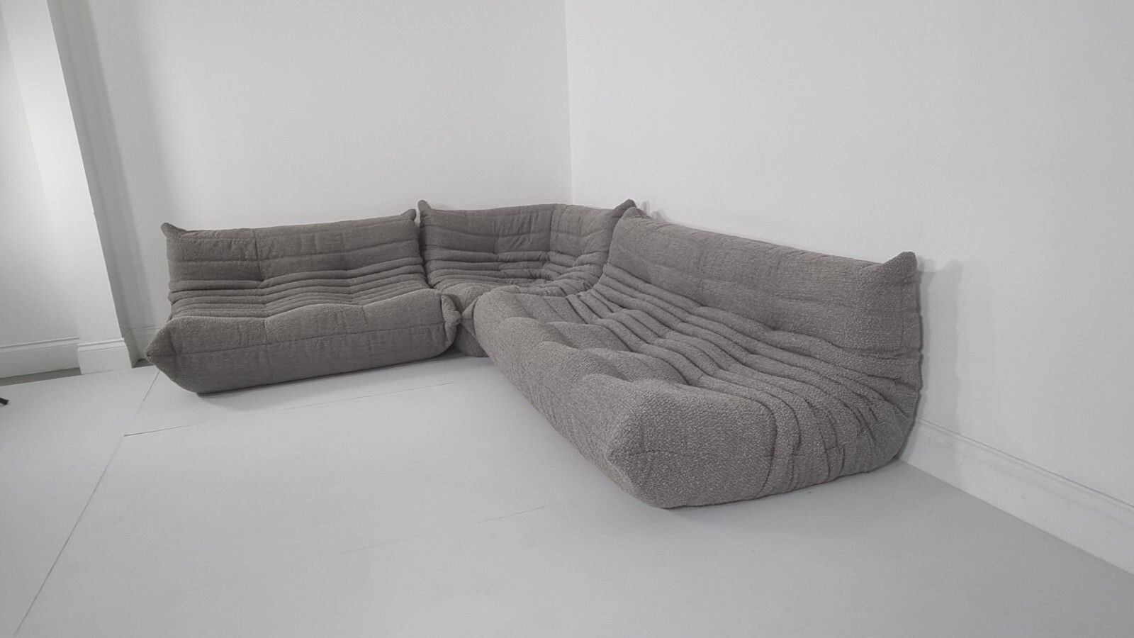 photo for sale Ligne Roset Togo Set 3 Seater, 2 Seater And Corner In Grey Boucle